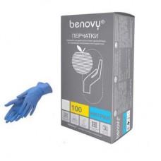 BMNFTB004 (L) BENOVY Nitrile, перчатки нитриловые, текстурированные на пальцах, ГОЛУБЫЕ, 100 пар/упак, Benovy